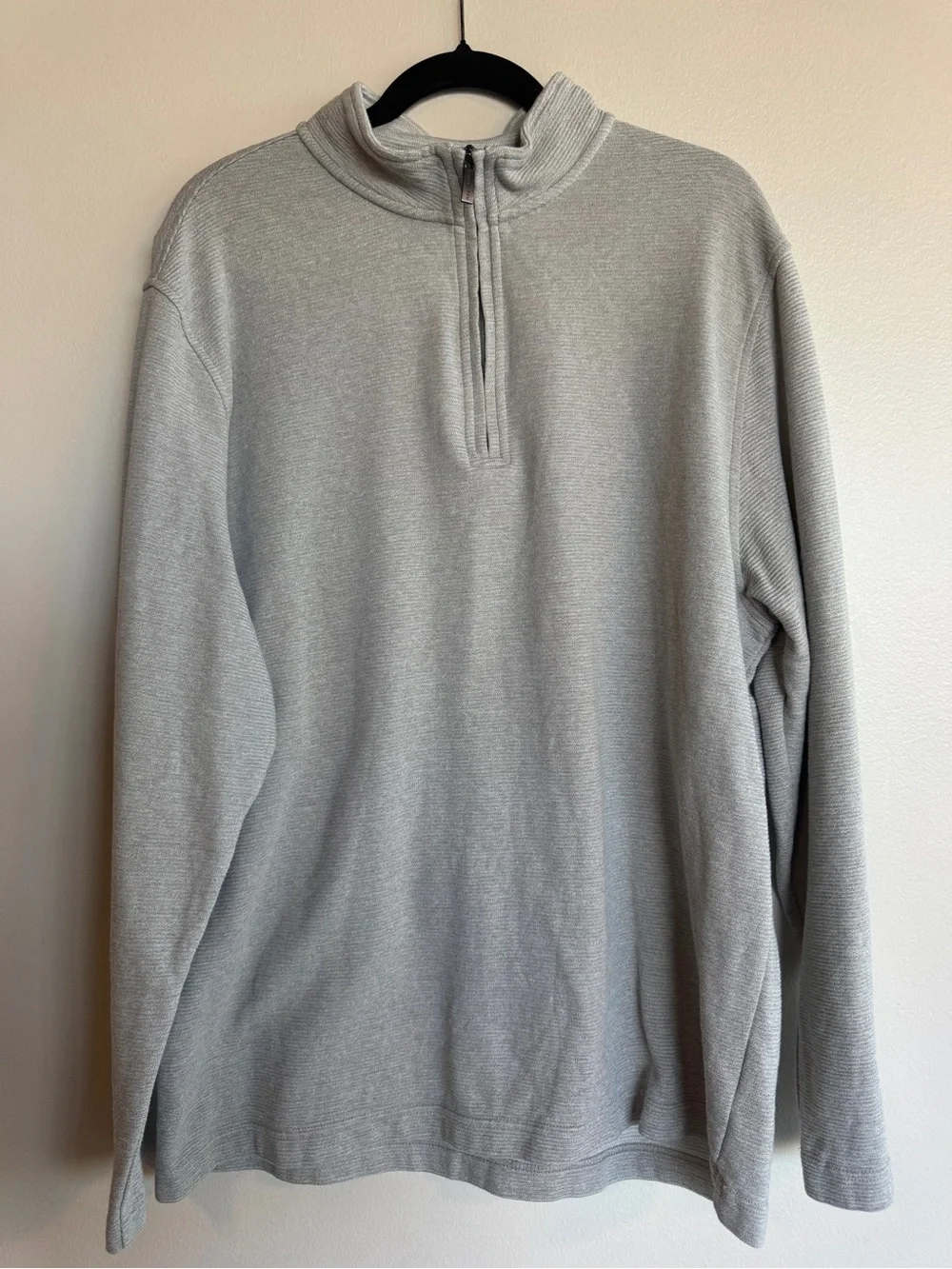 Van Heusen Men XL Gray Textured 1/4 Zip Pullover Classic Fit Ribbed Sweater Grey